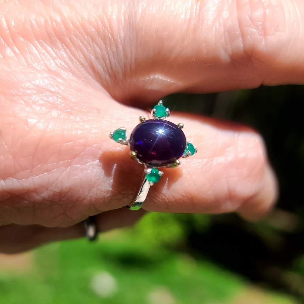 GORGEOUS Black Opal solitaire & Onyx sterling ring sz 8.5 - Picture 6 of 6